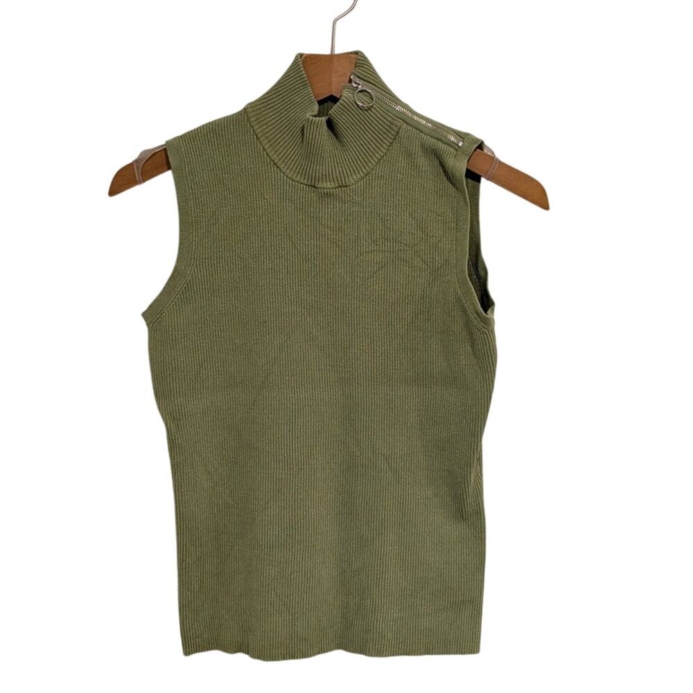 Willi Smith Women's Silk Blend Ribbed Sleeveless Sweater Career Quiet Luxury